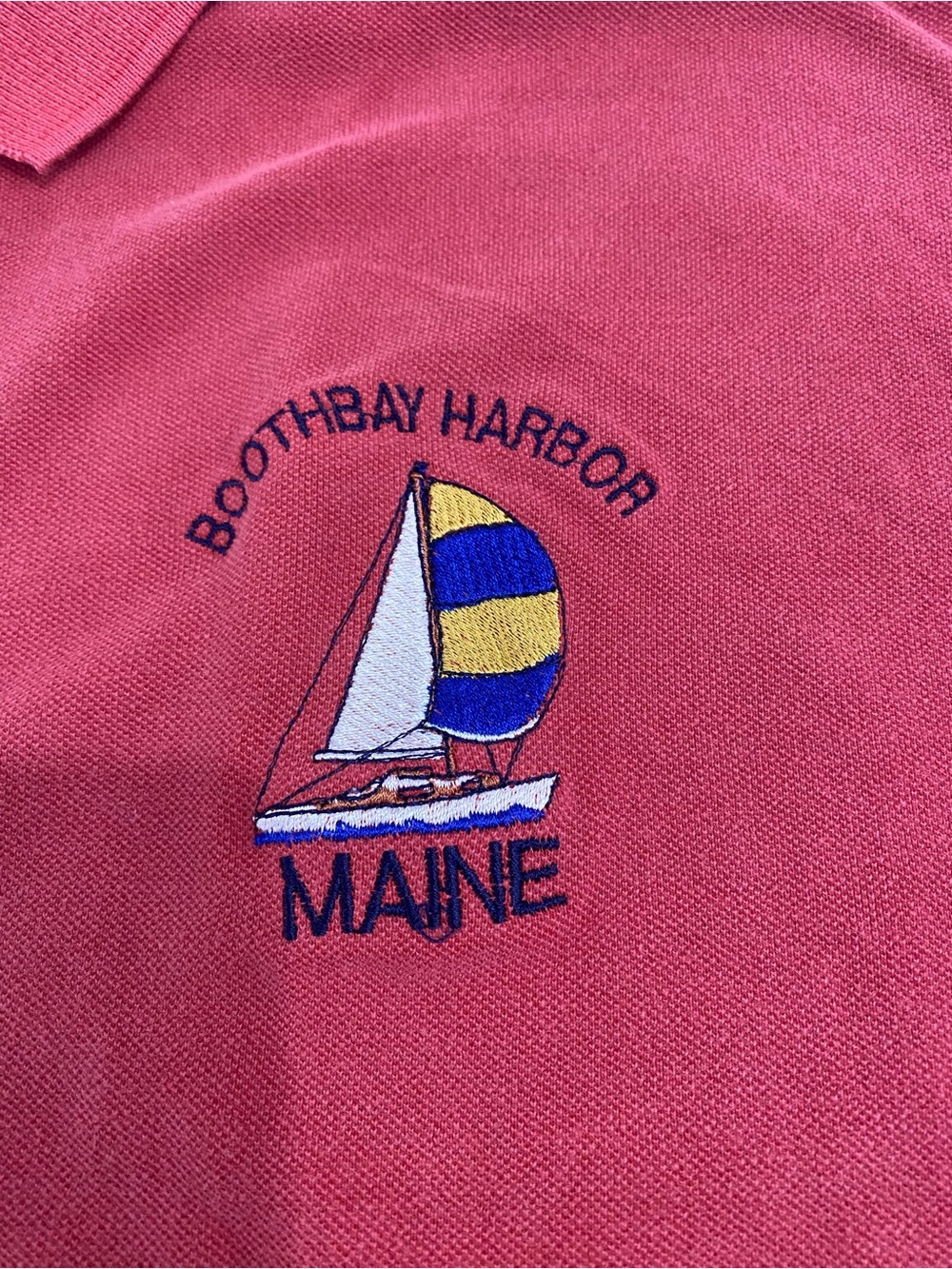 Bootbay Harbor Maine Embroidered Sailboat Polo - red